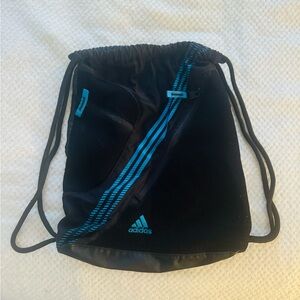 Adidas Black with Blue Accents Drawstring Backpack